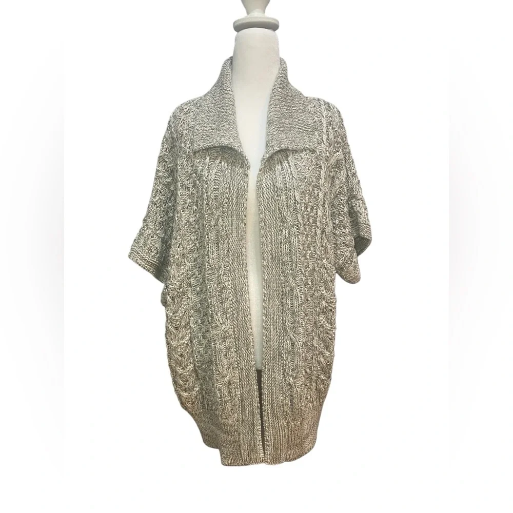 Moda International 100% Cotton Tan Open Cardigan Sweater